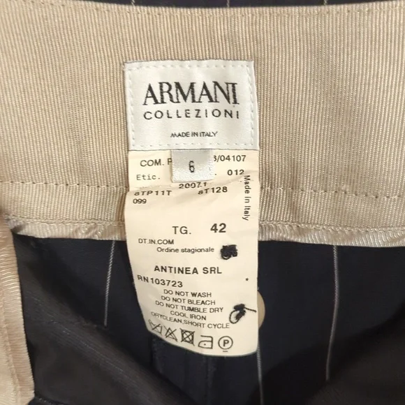 ARMANI women's black wide leg pinstripe pants, size 6 - Picture 4 of 8